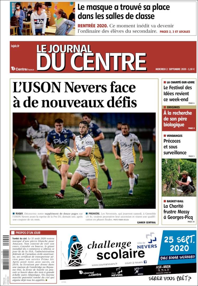 Portada de Le Journal du Centre (Francia)