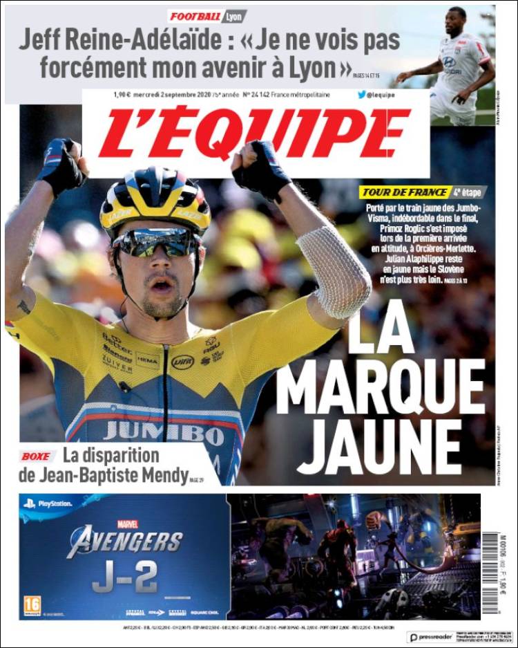 Portada de L'Equipe (Francia)