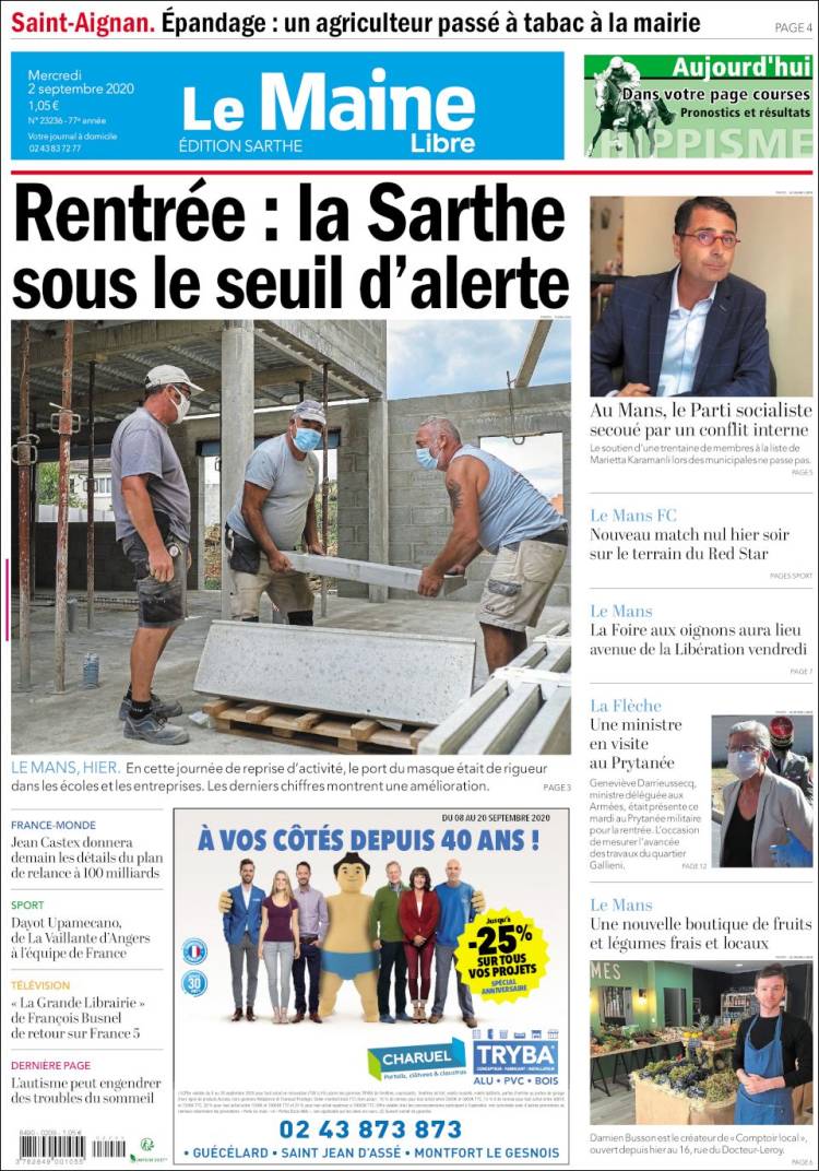 Portada de Le Maine Libre (Francia)