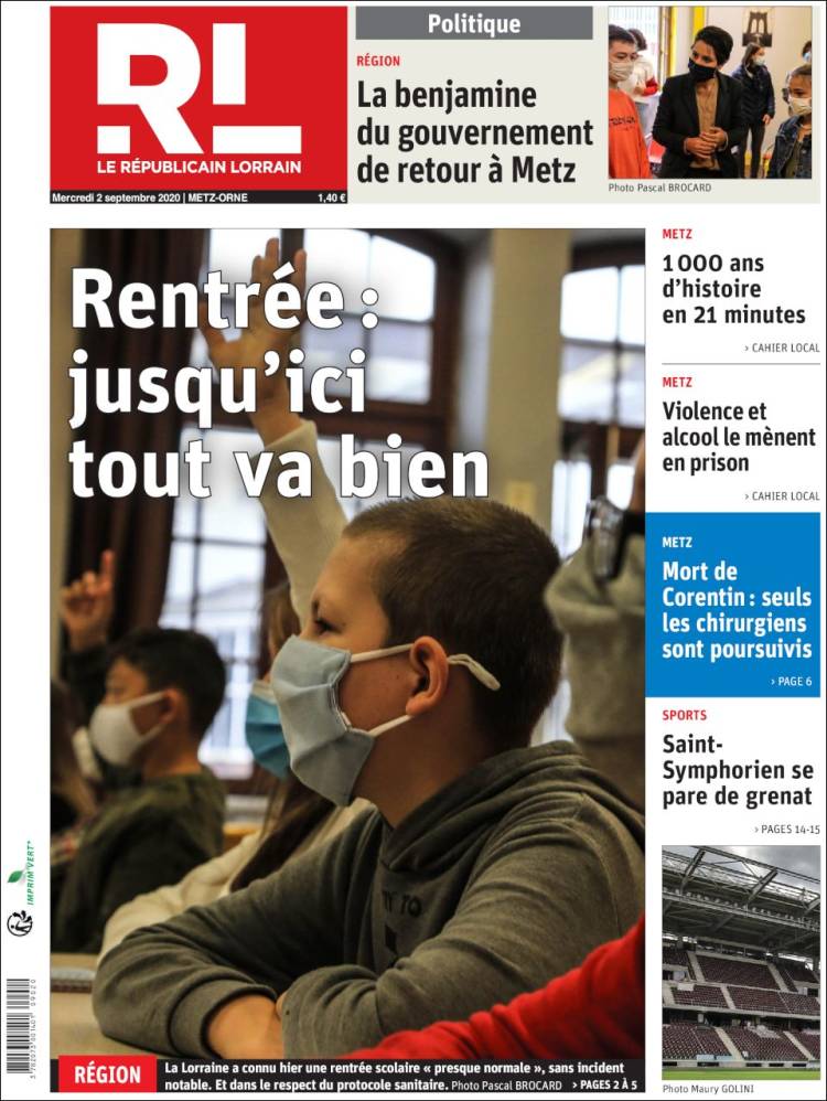 Portada de Le Republicain Lorrain (Francia)