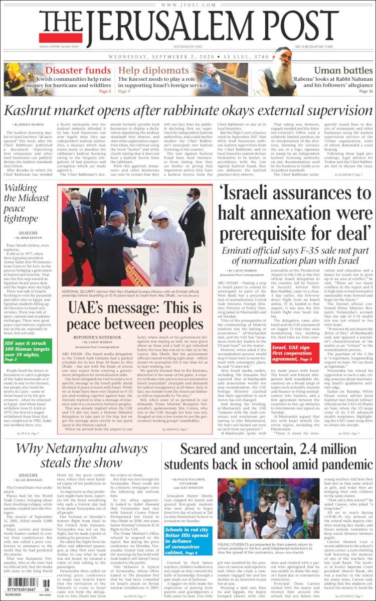 Portada de The Jerusalem Post (Israel)