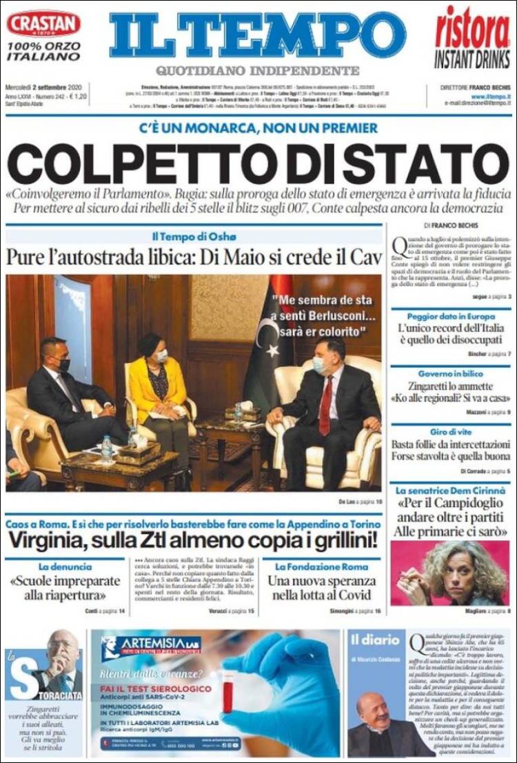 Portada de Il Tempo (Italia)