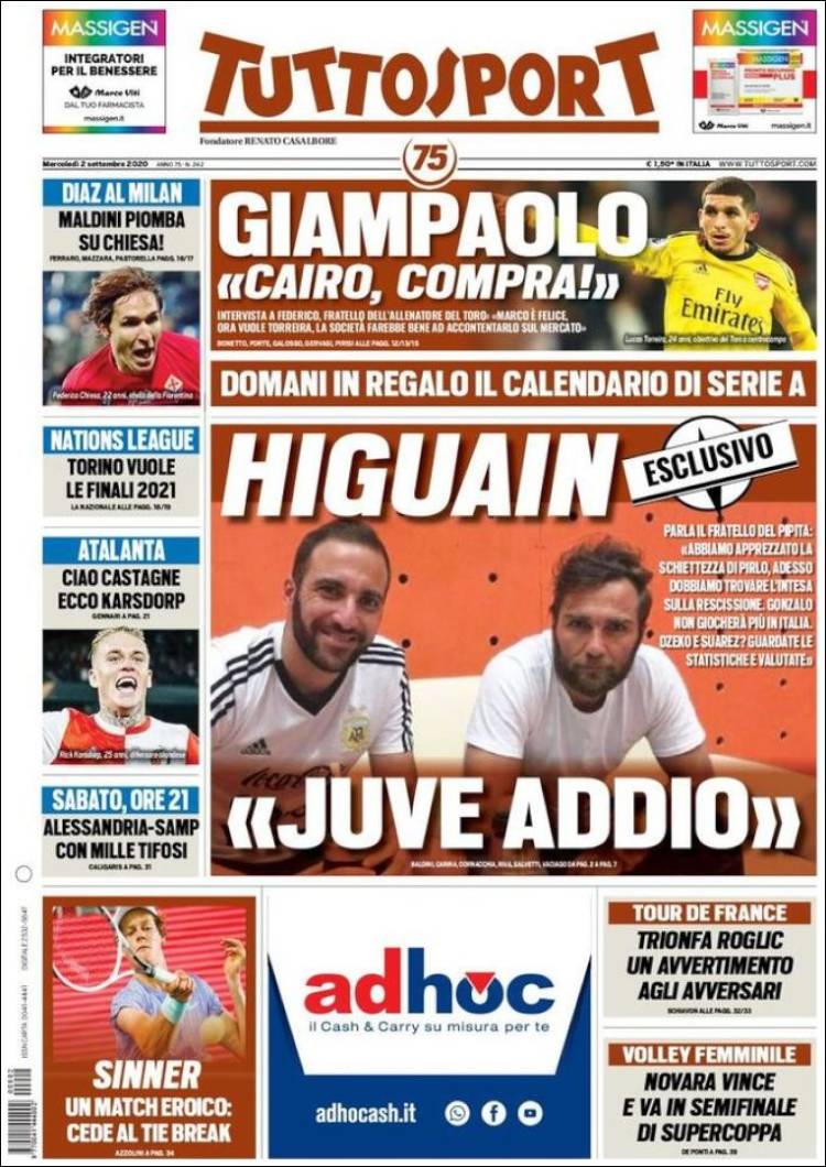 Portada de Tuttosport (Italia)