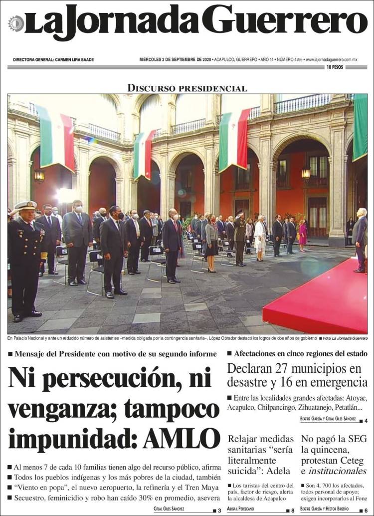 Portada de La Jornada de Guerrero (México)