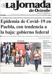 Portada de La Jornada de Oriente - Puebla (México)