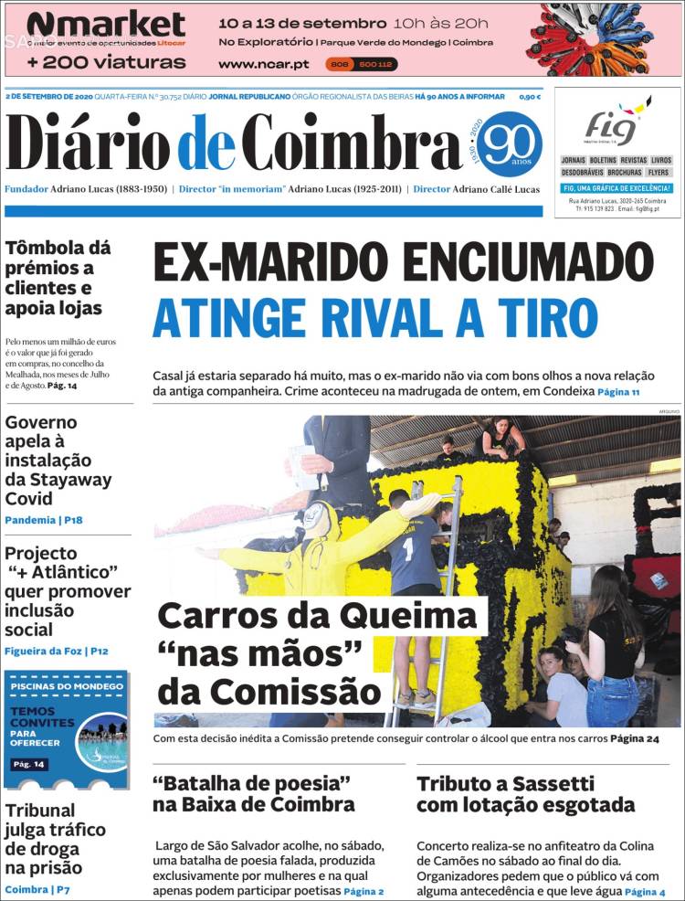 Portada de Diário de Coimbra (Portugal)