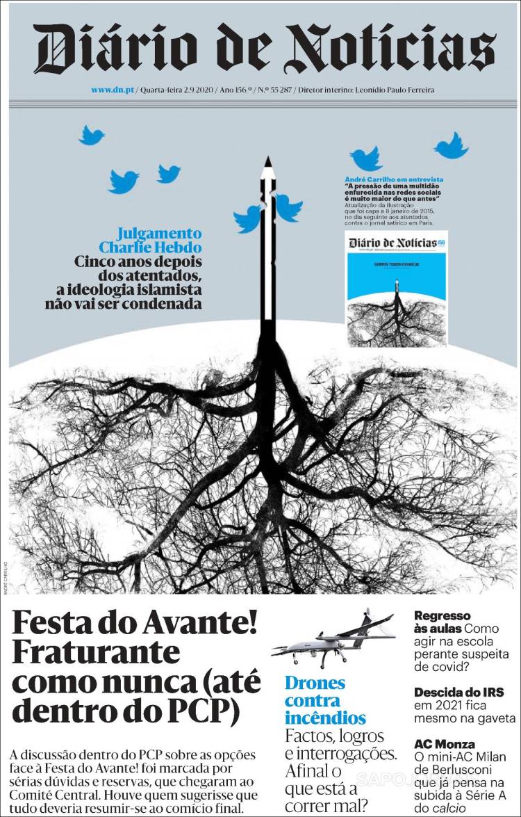 Portada de Diário de Noticias (Portugal)