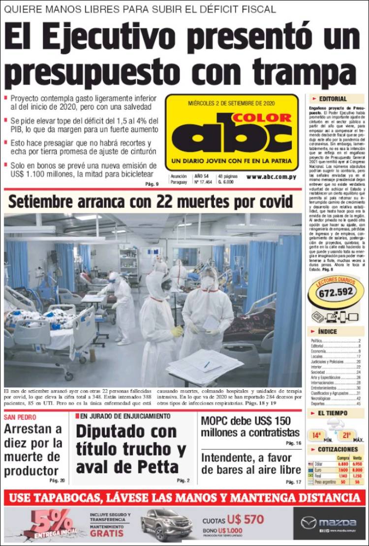 Portada de ABC Color (Paraguay)