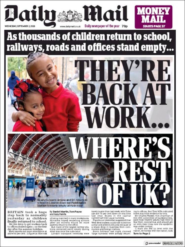 Portada de Daily Mail (Reino Unido)