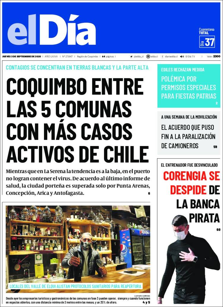 Portada de El Día (Chile)