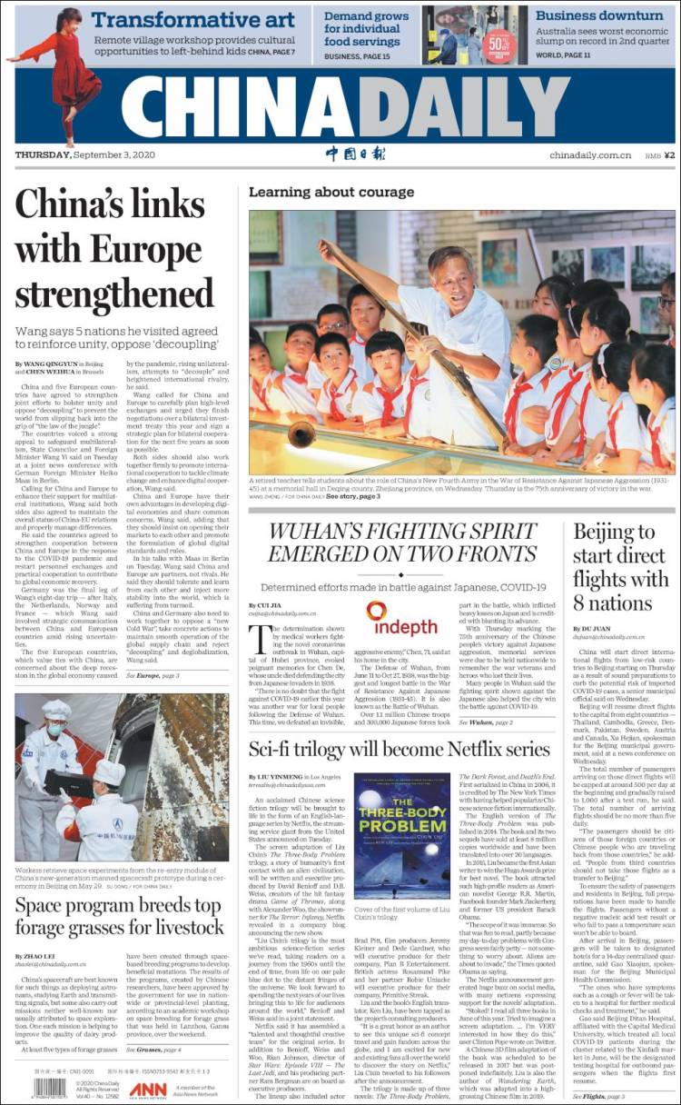 Portada de China Daily (China)