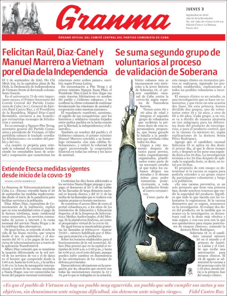 Portada de Granma (Cuba)