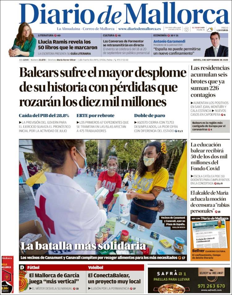 Portada de Diario de Mallorca (Espa&ntilde;a)