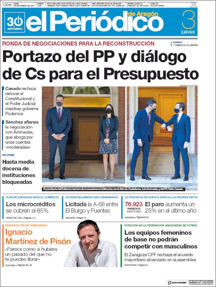 Portada de El Periódico de Aragón (Espa&ntilde;a)