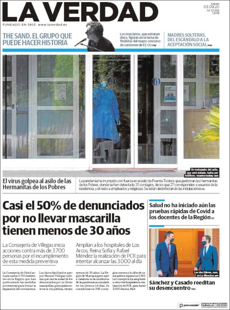 Portada de La Verdad de Murcia (Espa&ntilde;a)