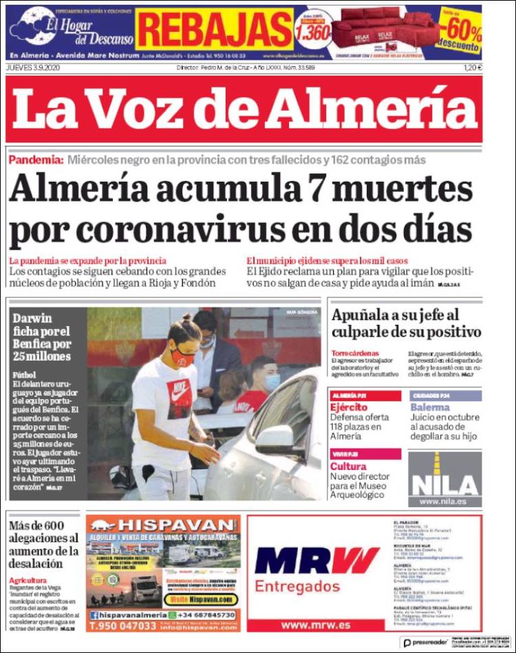 Portada de La Voz de Almería (Espa&ntilde;a)