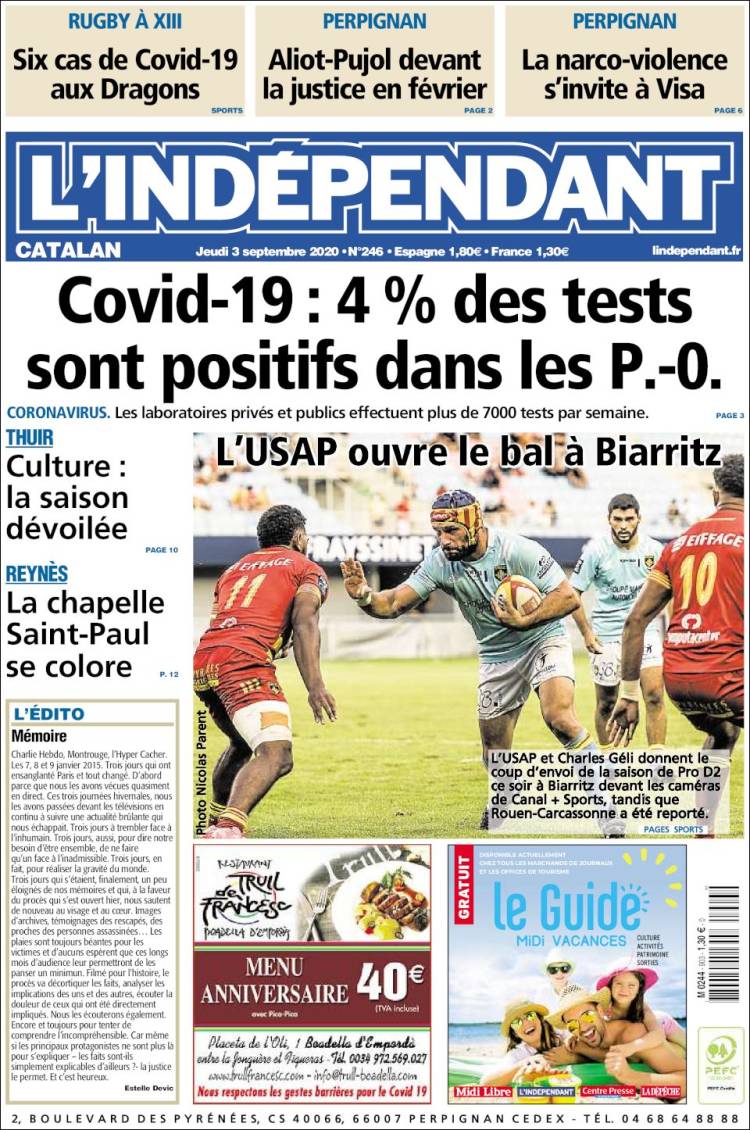 Portada de Le Indépendant (Francia)