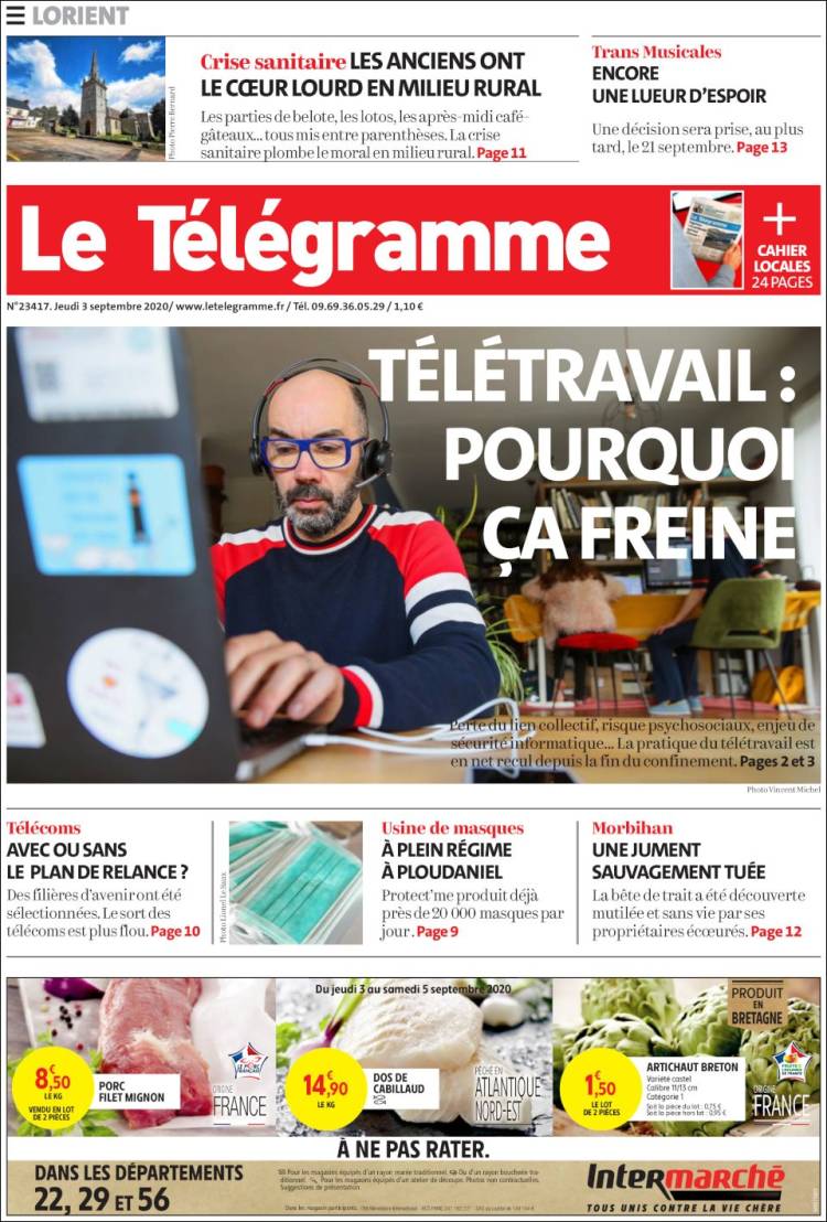 Portada de Télégramme (Francia)