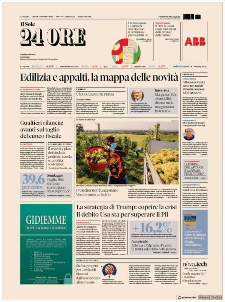 Portada de Il Sole 24 ORE (Italia)