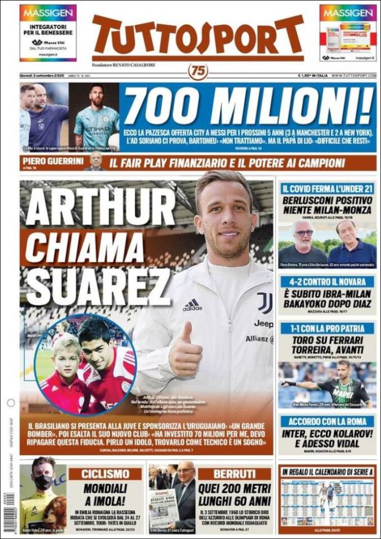 Portada de Tuttosport (Italia)