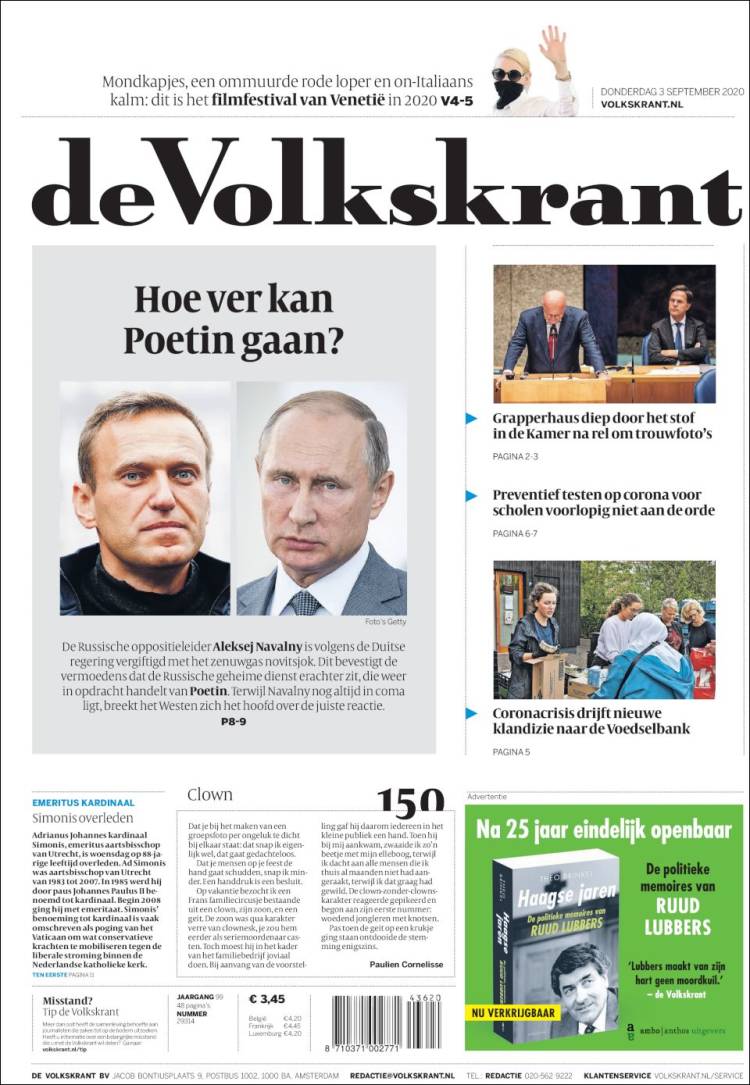 Portada de De Volkskrant (Pa&iacute;ses Bajos)