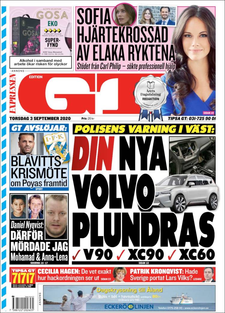 Portada de Göteborgstidningen (Suecia)