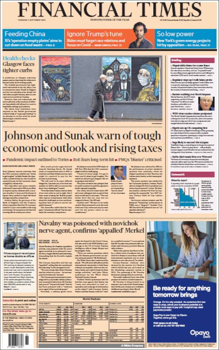 Portada de Financial Times (Reino Unido)