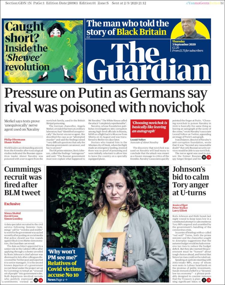 Portada de The Guardian (Reino Unido)