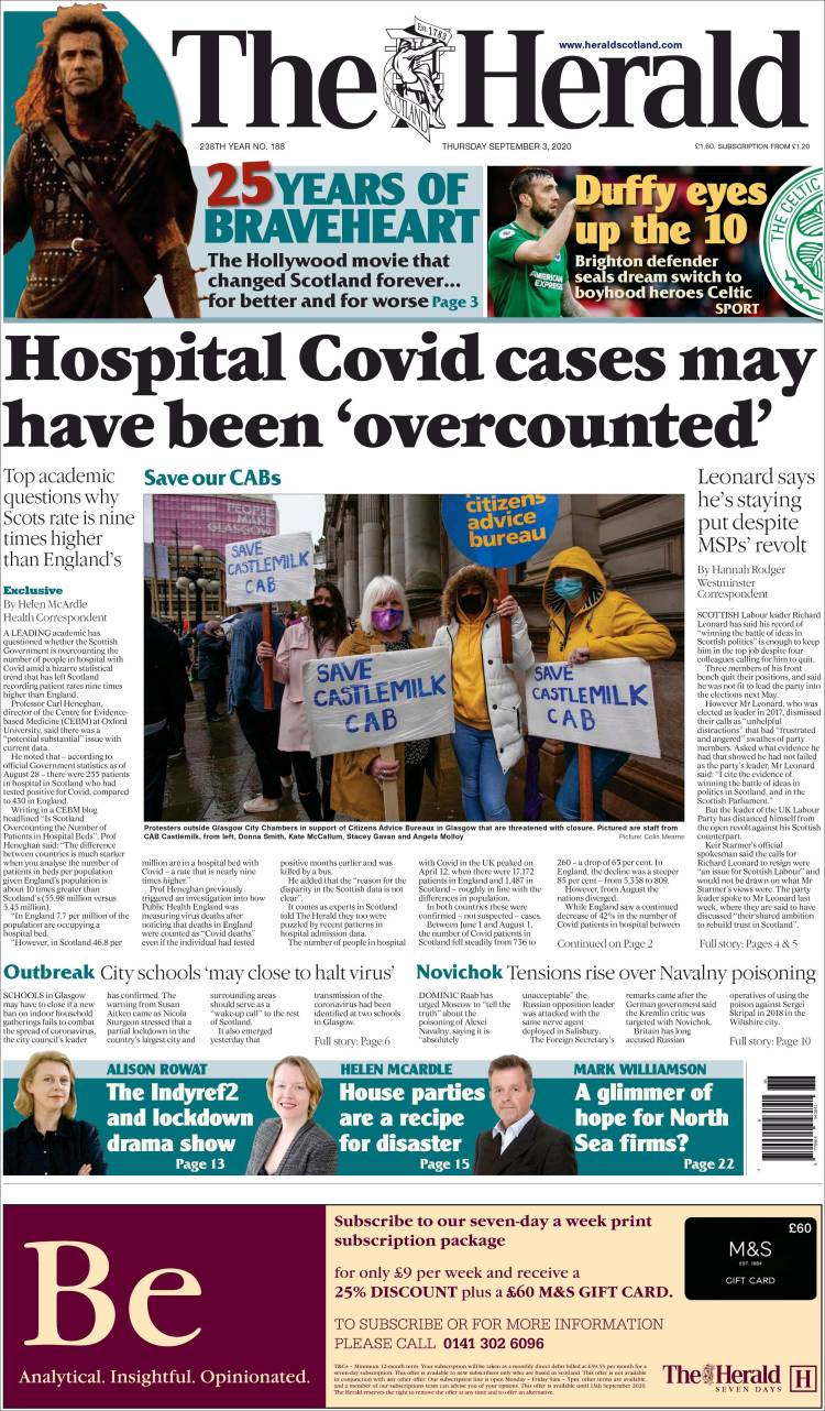 Portada de The Herald (Reino Unido)