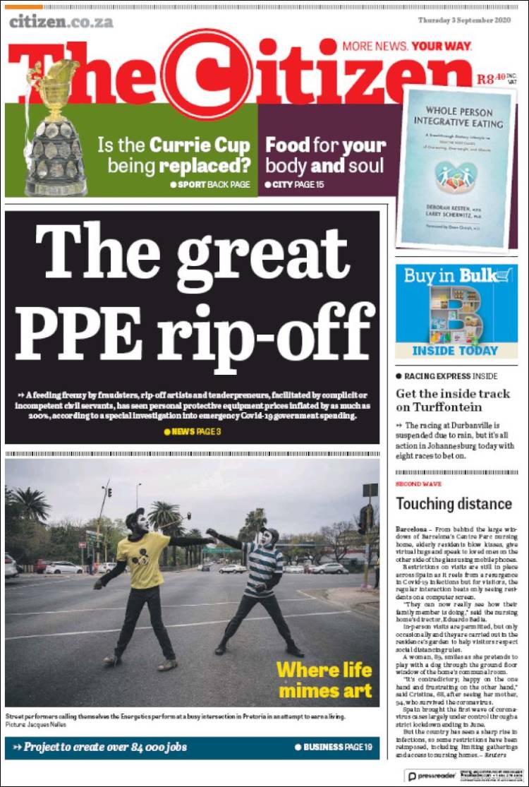 Portada de The Citizen (Sud&aacute;frica)