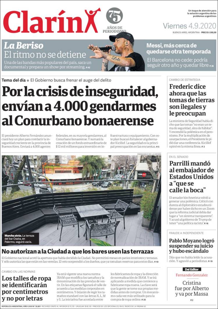 Portada de Clarín (Argentina)