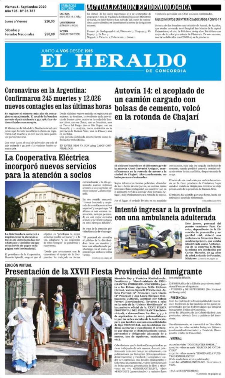 Portada de El Heraldo de Concordia (Argentina)