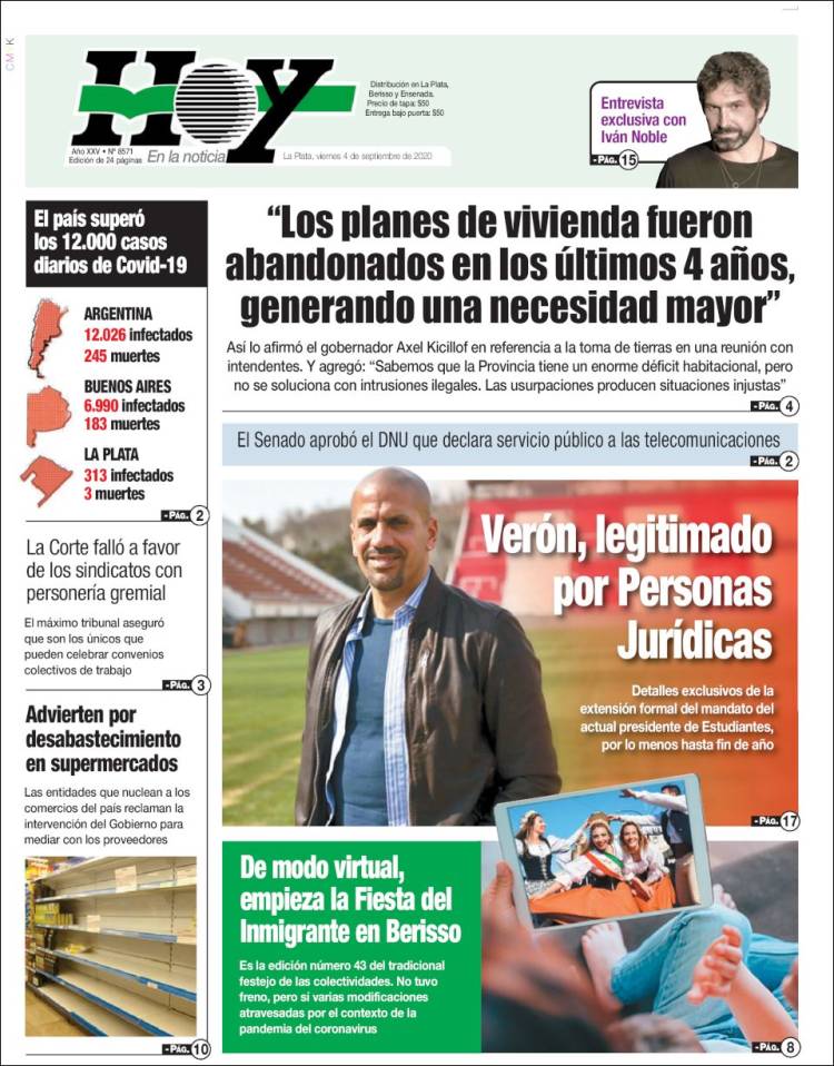 Portada de Diario Hoy (Argentina)