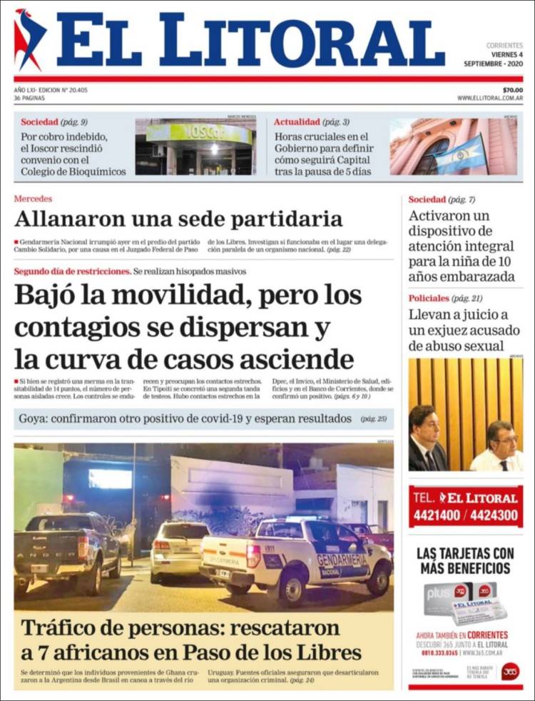 Portada de El Litoral Corrientes (Argentina)