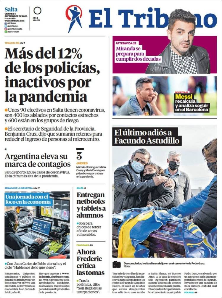 Portada de El Tribuno - Salta (Argentina)