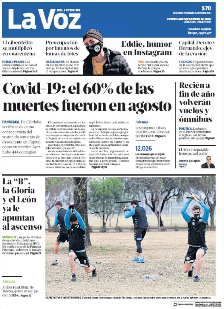 Portada de La Voz del Interior (Argentina)
