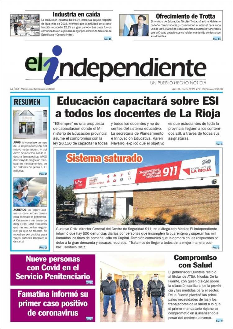 Portada de El Independiente (Argentina)
