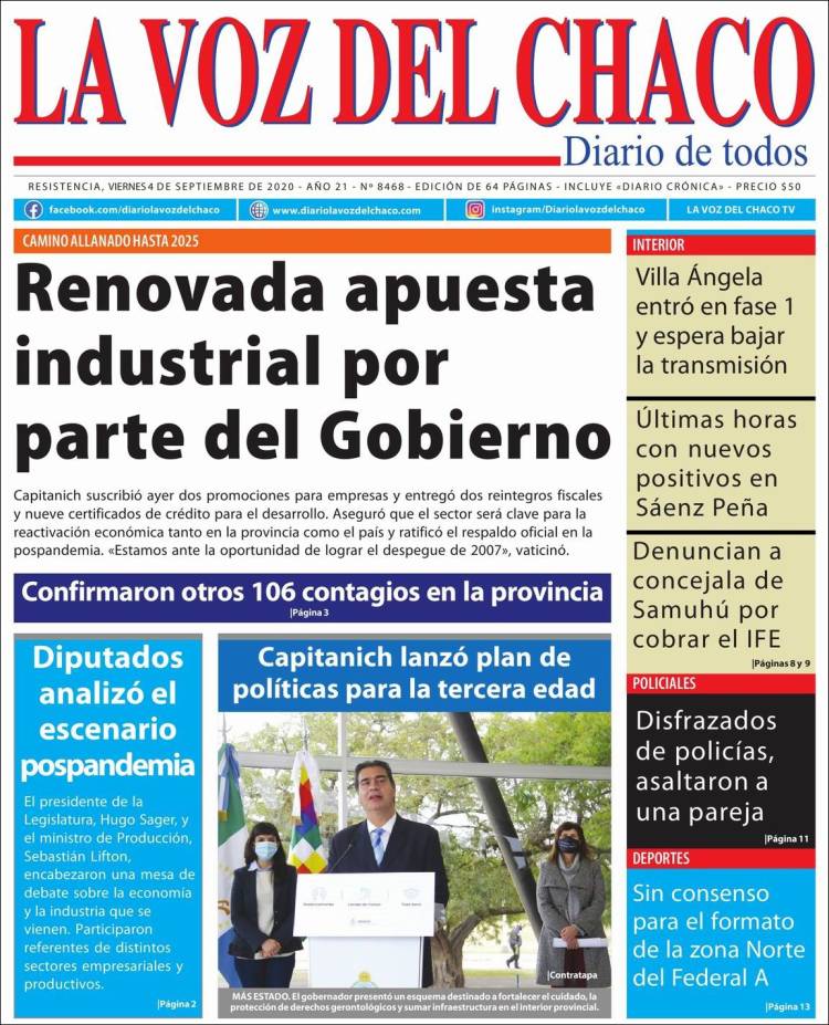 Portada de La Voz del Chaco (Argentina)