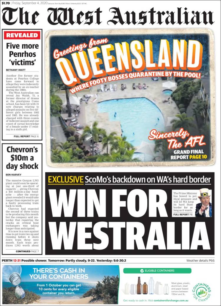Portada de The West Australian (Australia)