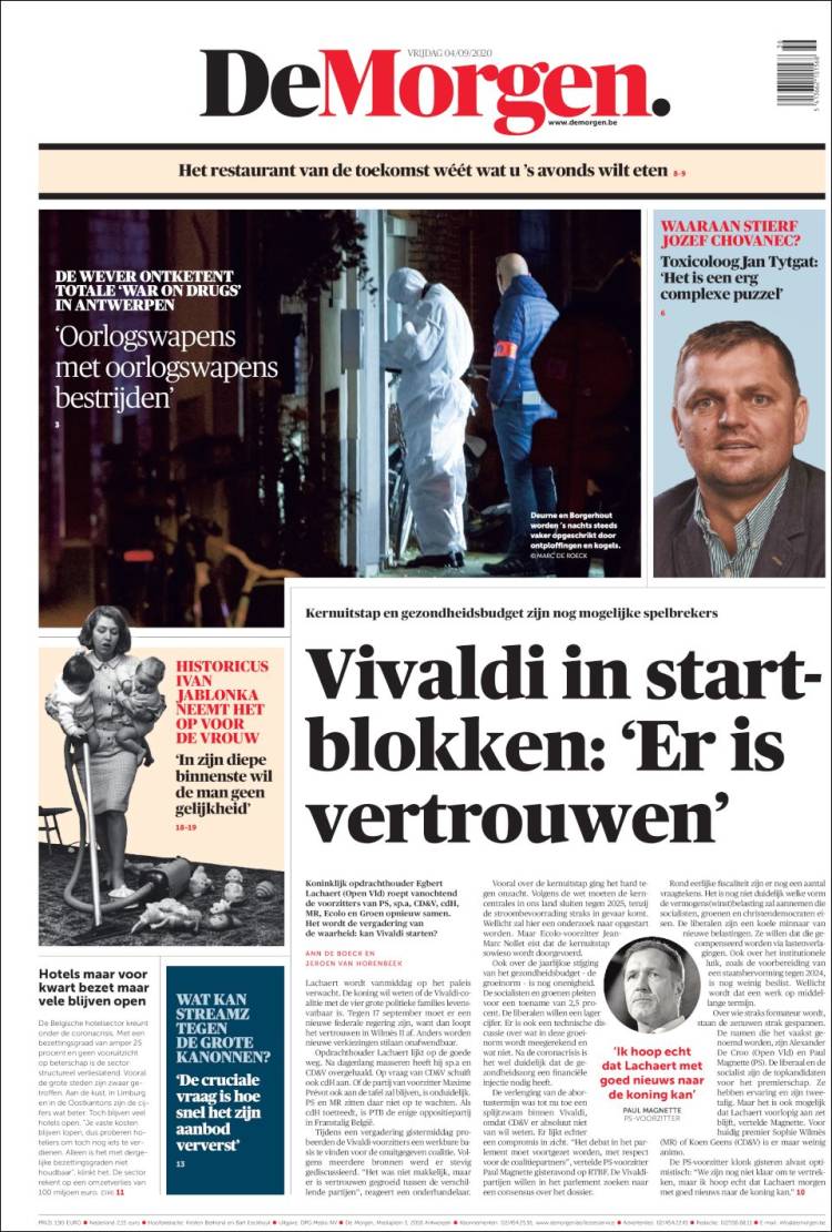 Portada de De Morgen (B&eacute;lgica)