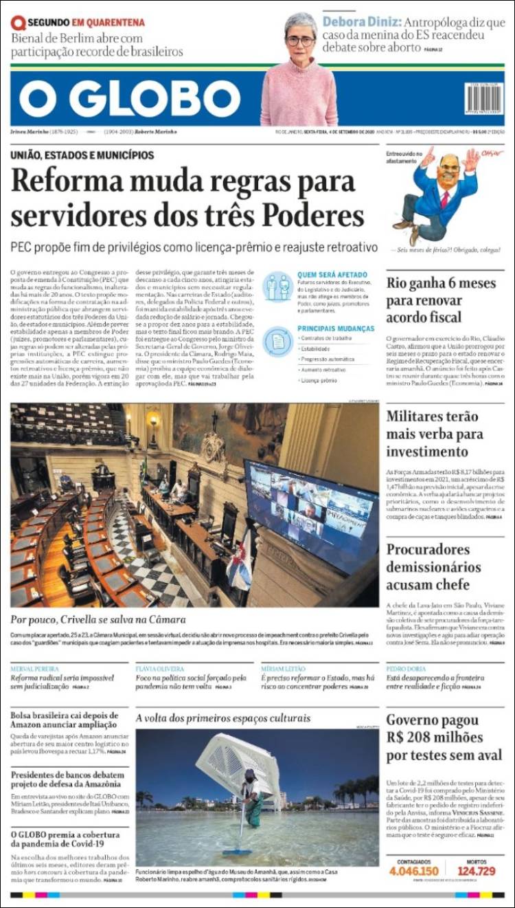 Portada de O Globo (Brasil)