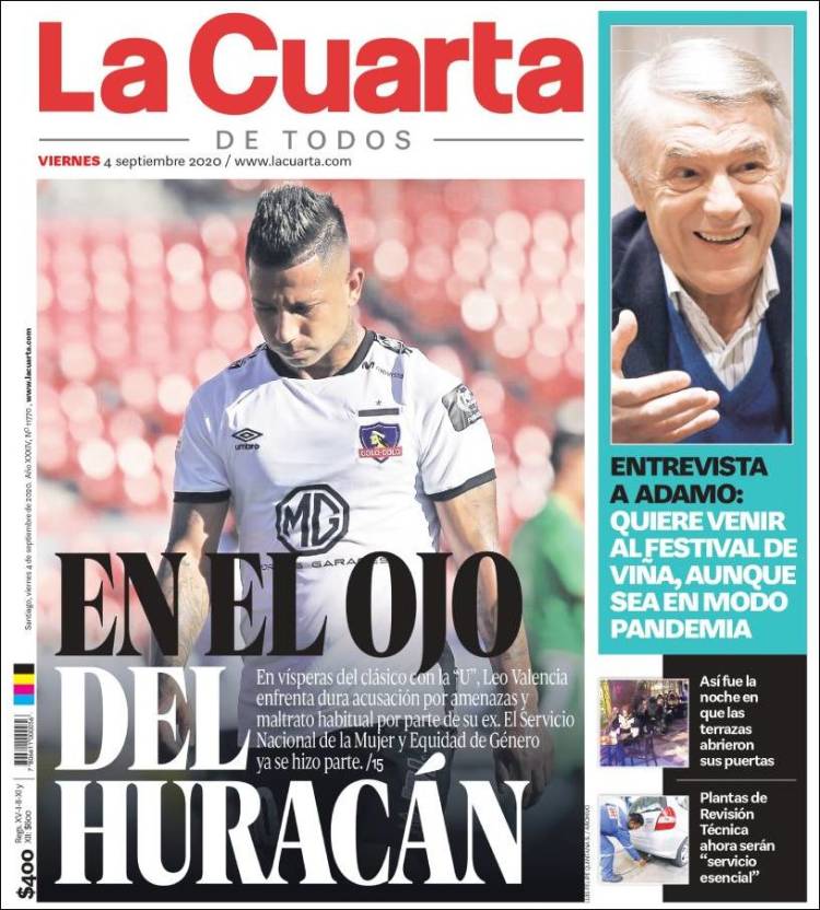 Portada de La Cuarta (Chile)