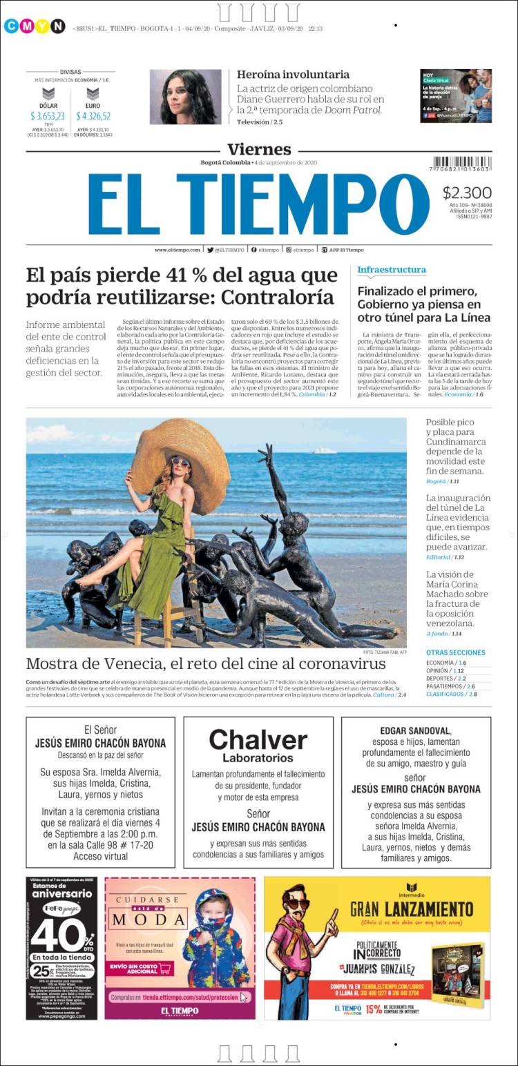 Portada de El Tiempo (Colombia)