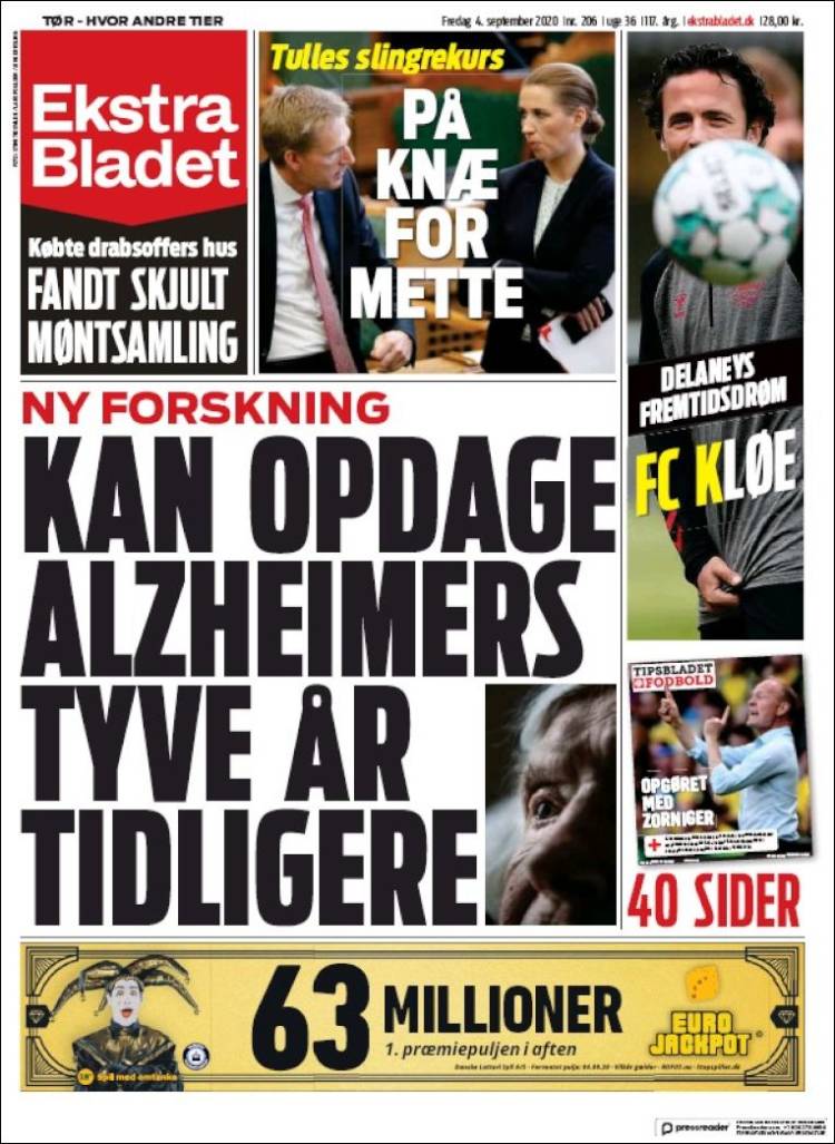 Portada de Ekstra Bladet (Dinamarca)