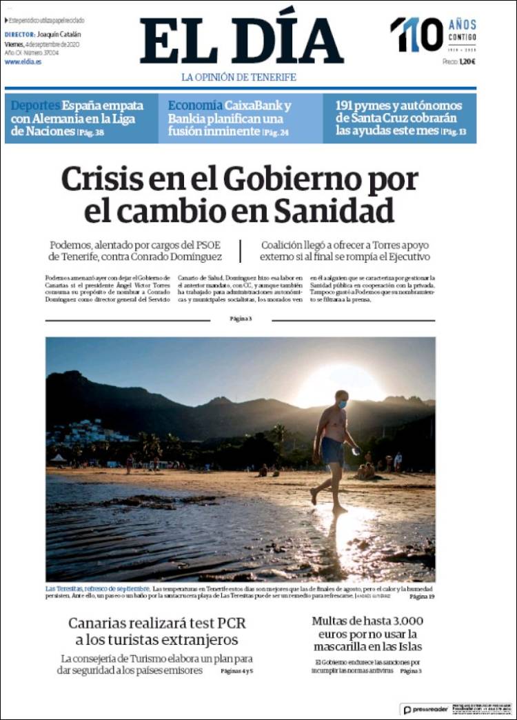 Portada de El Día (Espa&ntilde;a)