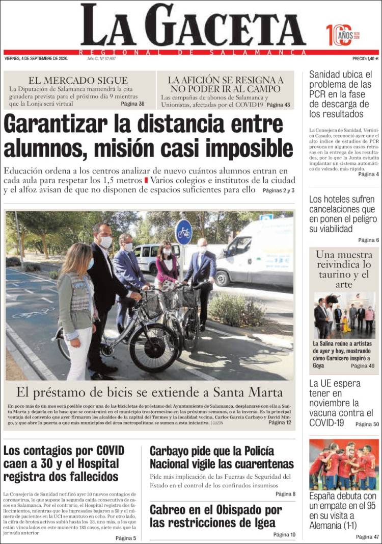 Portada de La Gaceta de Salamanca (Espa&ntilde;a)