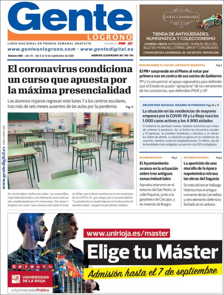 Portada de Gente en Logroño (España)