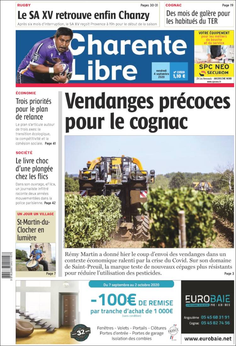 Portada de Charente Libre (Francia)