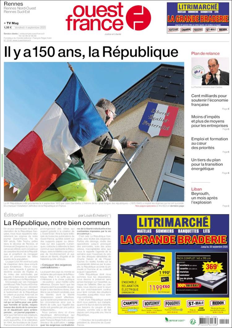 Portada de Ouest France (Francia)