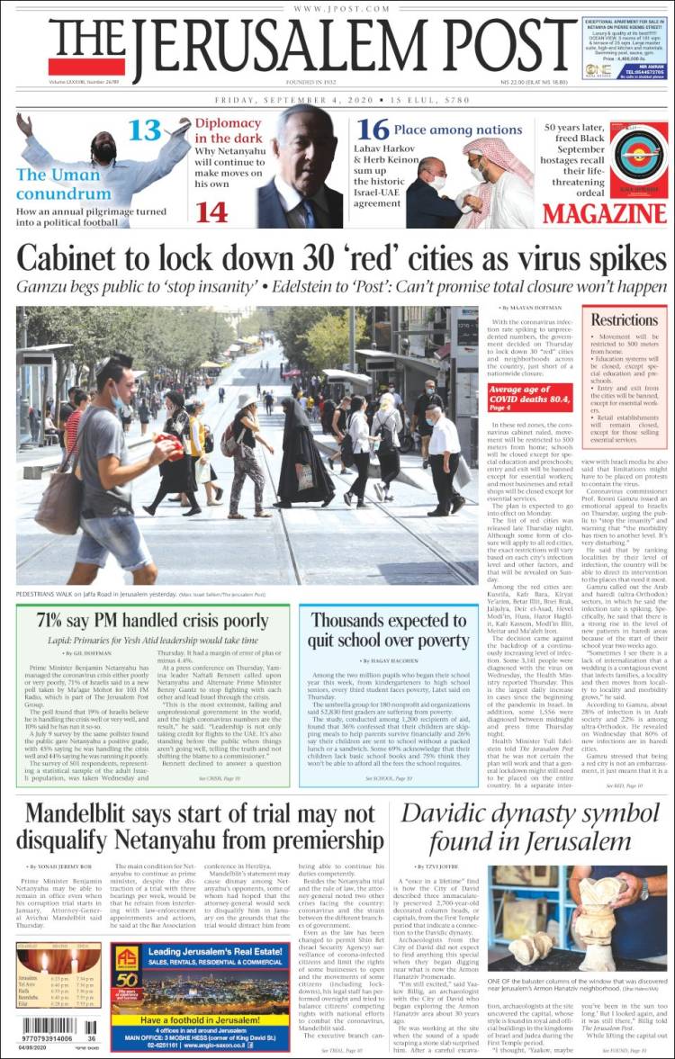 Portada de The Jerusalem Post (Israel)